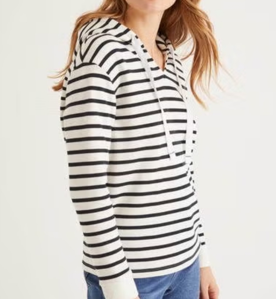 Boden Navy and White Striped Hoodie ~ Sz M